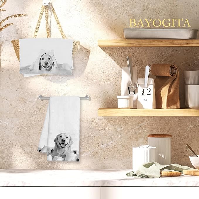 Funny Golden Retriever Decor Bathroom Hand Towels, Gifts for Golden Retriever Lovers, Cute Dog Hand Towels for Kids Bathroom Washroom Restroom, 16x24 Inch Set of 2