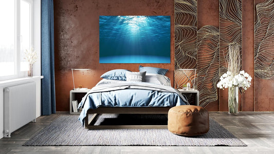 Nature Wall Art Prints - Ocean Forest Mountain Lake Canvas Landscapes - Small to Extra Large Living Room Bedroom Kitchen Bathroom Décor (Sun Rays Under Water, 20L" x 30W")