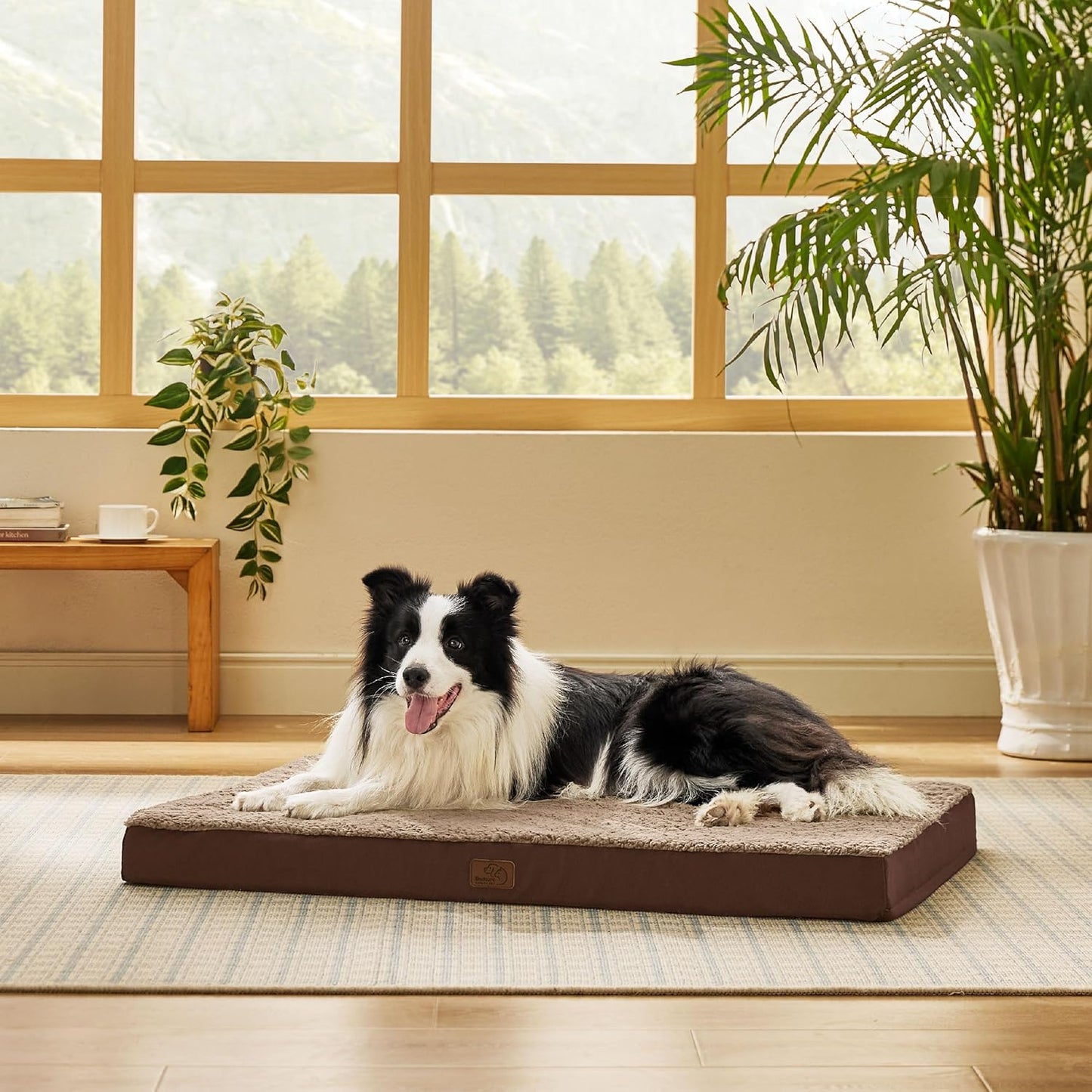 Bedsure Dog Beds Large Sized Dog - Orthopedic Flat Pet Beds with Removable Washable Cover, Egg Crate Foam Puppy Mat, Suitable for Pet Up to 65 lbs