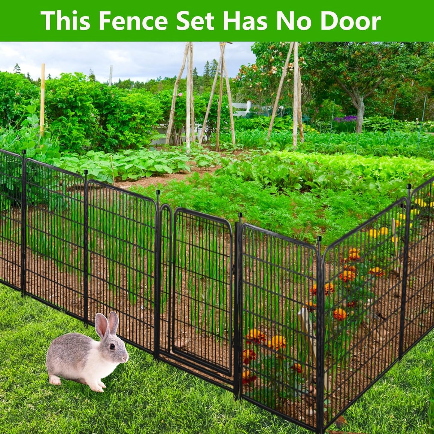 40in(H) Doorless Fence for Garden 14 Panels， 31.2 Ft(L) Barrier, Outdoor Garden Protection for Dogs Low Threshold,Indoor Fence Without Gate