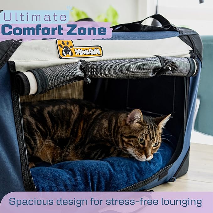 Extra Large Dog Cat Puppy Carrier 20"x13"x13" Foldable Soft Sided Travel Crate Portable Pet Kennel With Cushion Reduces Anxiety Saves Space Easy Vet Visits Secure Triple Entry Mesh Lightweight Durable