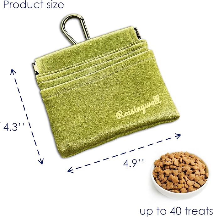 Dog Treat Pouch, Pocket Sized Pet Training Pouch, Hand Free Bronze Dog Walking Bag with Carabiner, Self-Closing Pet Feed Snack Reward, for Puppy Travel or Outdoor Use, NanoPTC