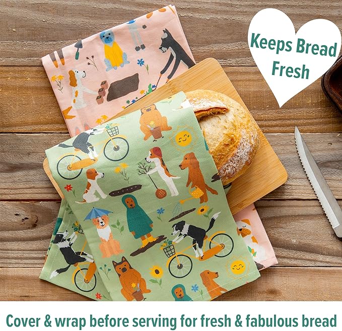 Dog Kitchen Towels for Plant Lovers - Gardening Gifts for Women & Dog Lovers - Dish Towels Dog Mom Gifts for Gardeners 2-Pack (Spring Pups)