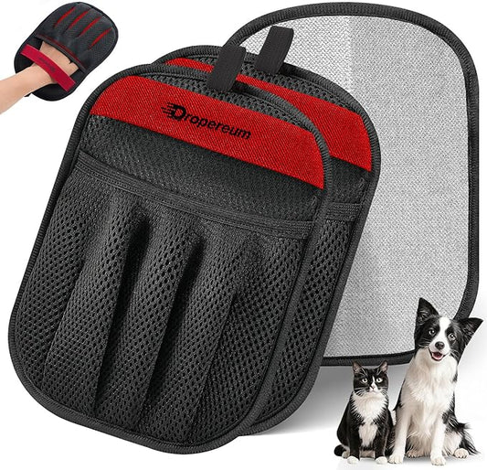 Pack of 2 Pet Hair Removal Glove for Cats & Dogs, Upgraded Five-Finger Electrostatic Pet Hair Glove, Reusable Magic Brush Pet Hair Remover Tool for Laundry, Carpet, Couch, Car Seat